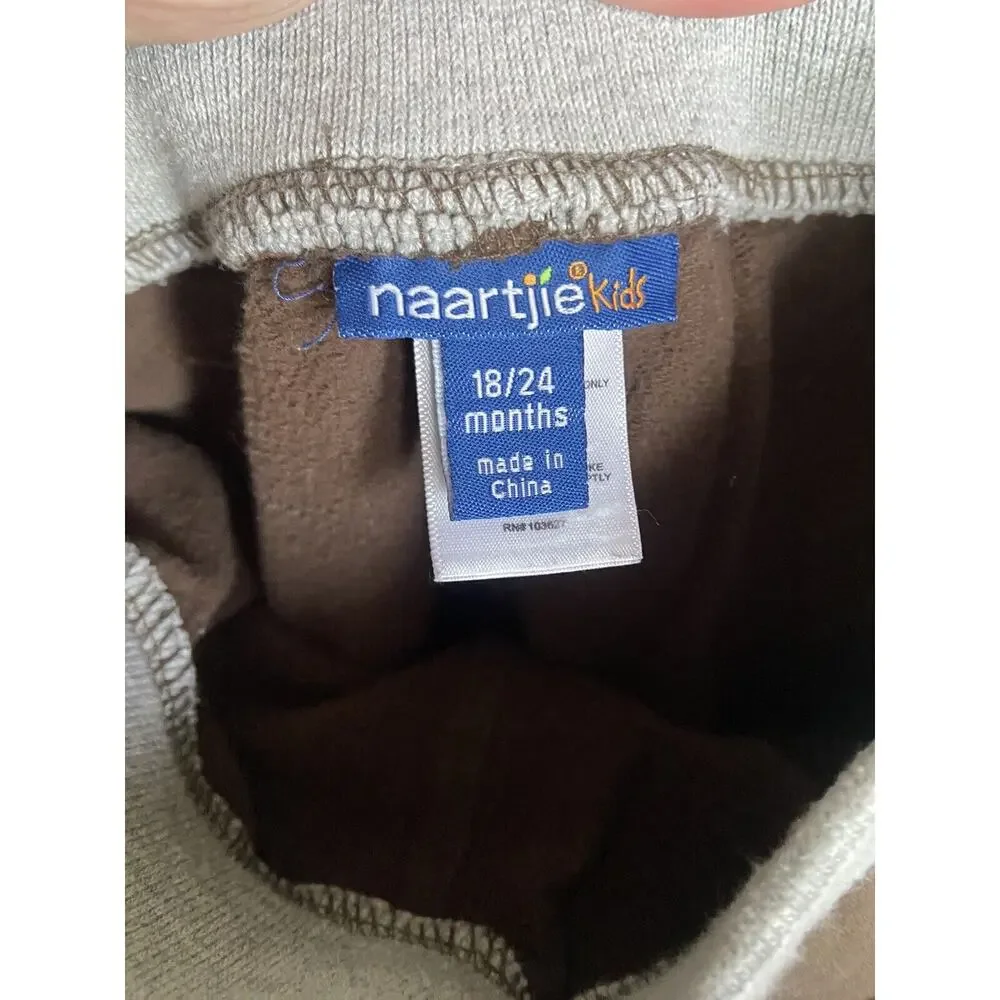 Naartjie Boys Outfit Size 18-24 Mo Brown Gray Stripes Shirt‎ Thick Pants Layered